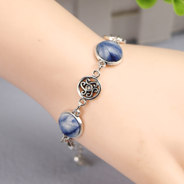 Ethnic Blue Dyed Tie-dye Bracelet Hand-stitched