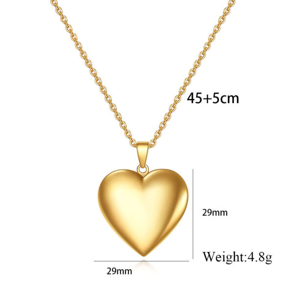 Retro Creative Commemorative Open Heart-shaped Pendant Titanium Steel Love Necklace - Image 2