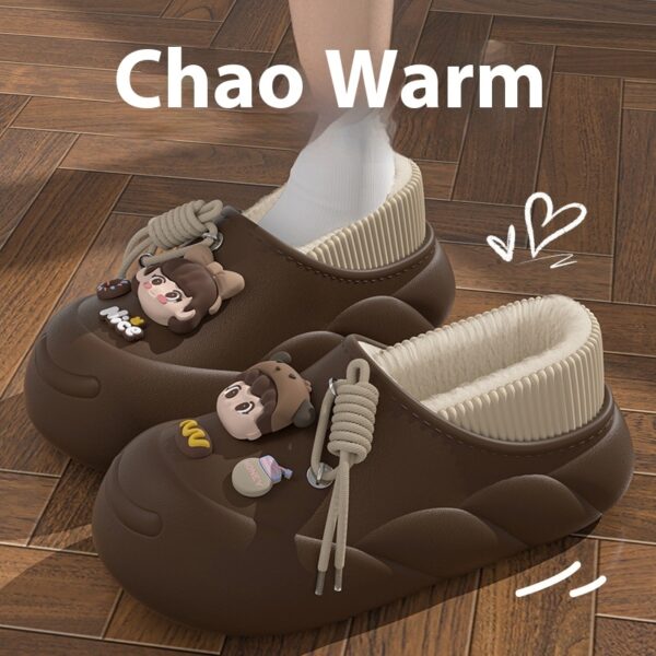 Poop Feeling Winter In Stock Soft Bottom Cartoon Waterproof Toe Cap Cotton Slippers - Image 7