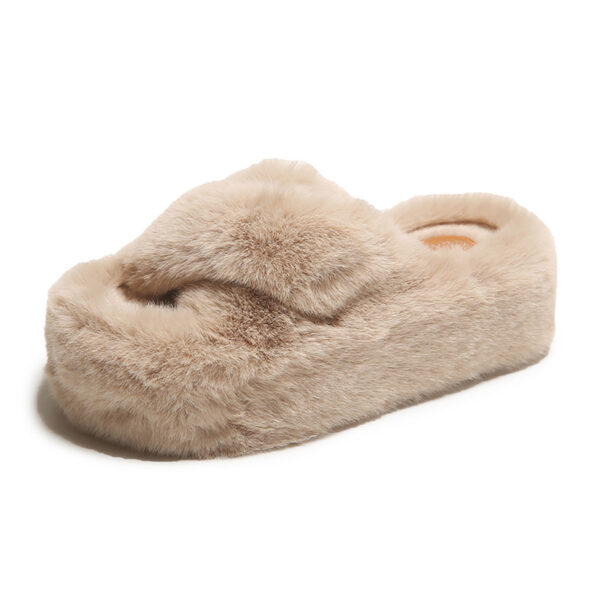 Cross Fluffy Slippers Women's Thickened Warm - Image 10