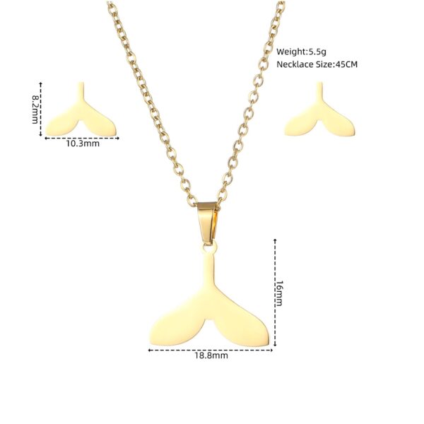 European And American New Dragonfly Pendant Stainless Steel Necklace And Earring Suit - Image 9
