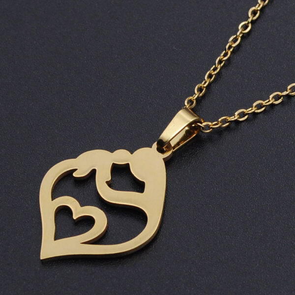 Titanium Steel Love Heart Necklace Love Heart Stainless Steel Pendant Necklace - Image 4