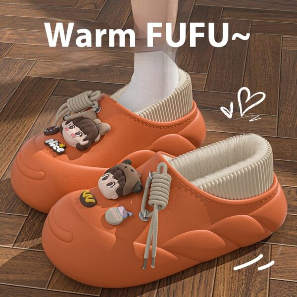 Poop Feeling Winter In Stock Soft Bottom Cartoon Waterproof Toe Cap Cotton Slippers - Image 8