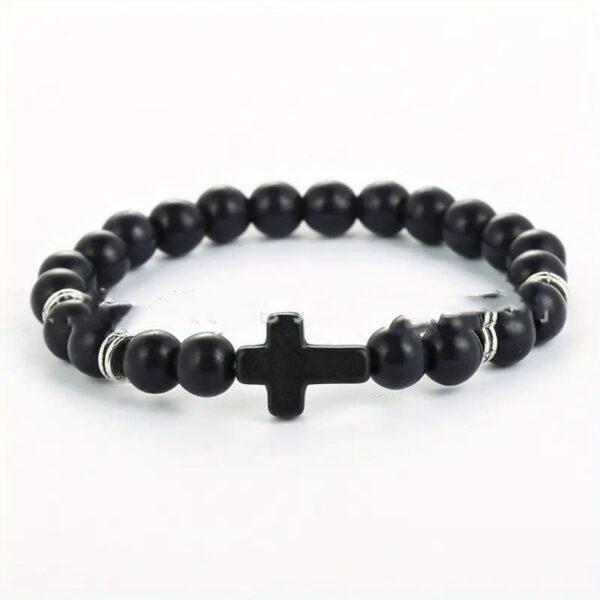 Bohemian Natural Stone Turquoise Cross Beads Bracelet - Image 6