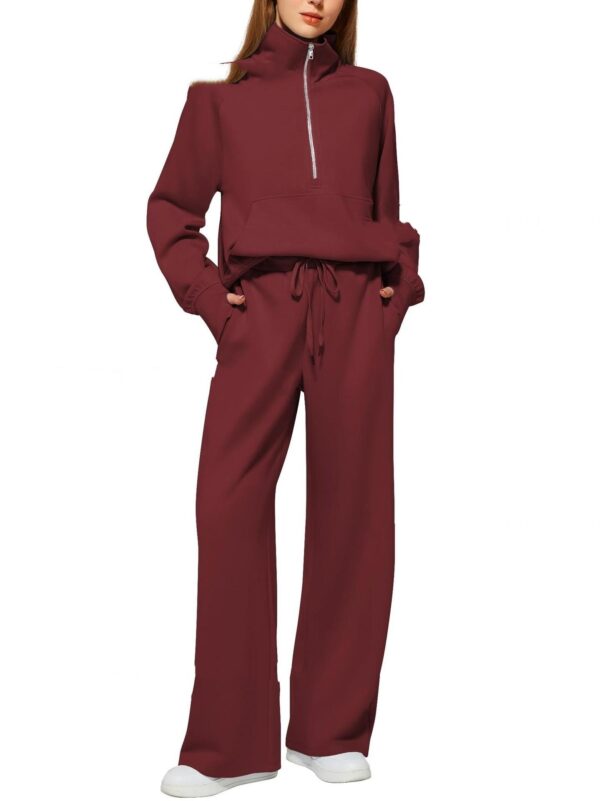Solid Color Long-sleeved Sweater Trousers Suit Women's Suit - Image 3