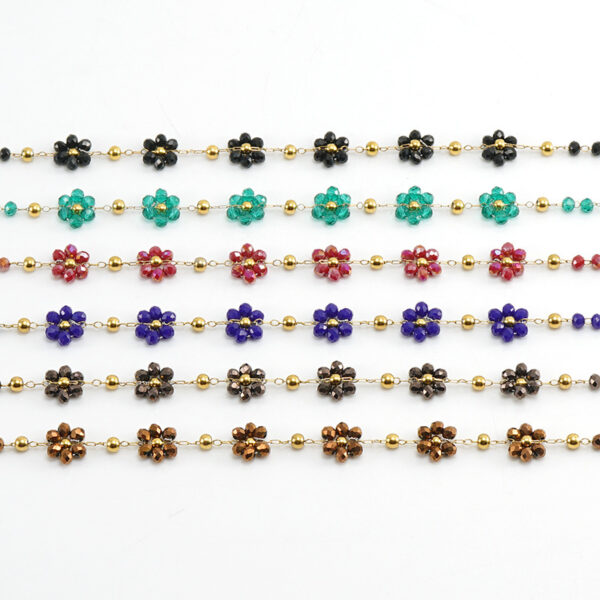 Color Crystal Flowers Stainless Steel Bracelet - Image 10