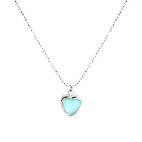 Blue Crystal Heart Pendant Titanium Steel Necklace Women - Image 4