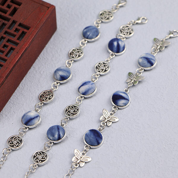 Ethnic Blue Dyed Tie-dye Bracelet Hand-stitched - Image 3