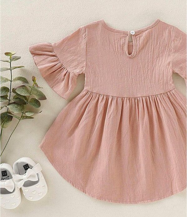 Toddler Kids Baby Girls Flare Short Sleeve Cotton Solid - Image 4