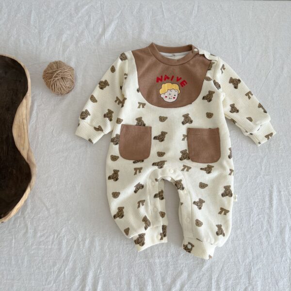 Waffle Bear Cute Pocket Bodysuit - Image 2