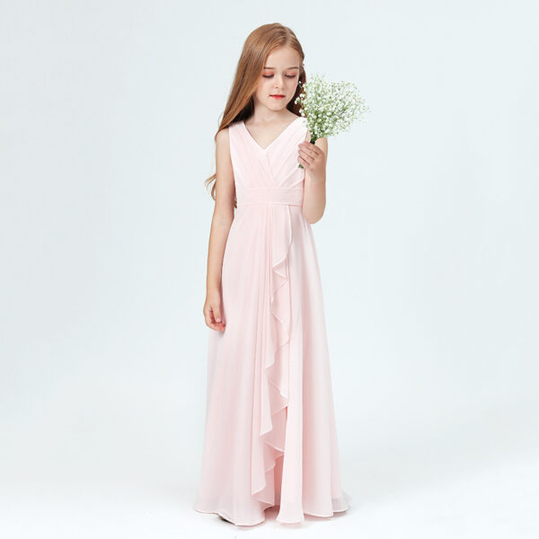 Spring Medium And Large Children Chiffon Sleeveless Children's Full Dress - Image 4