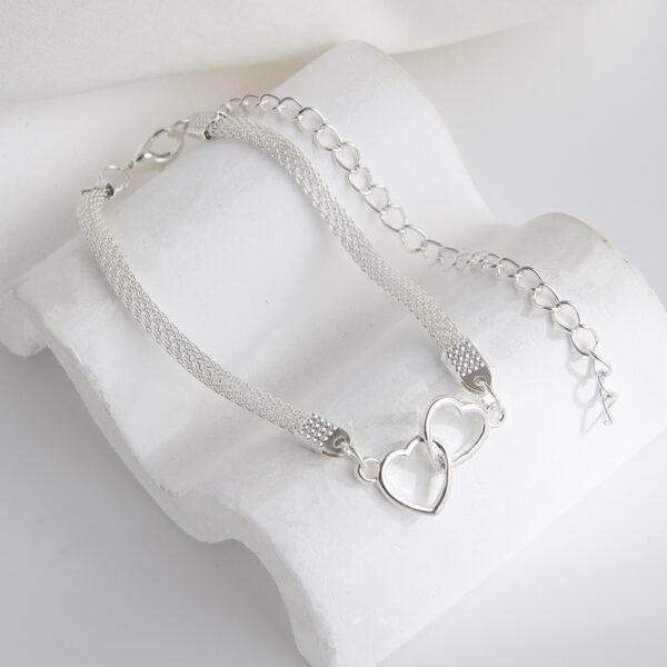 Anklet Fashion Flat Chain Two Hearts - Image 3