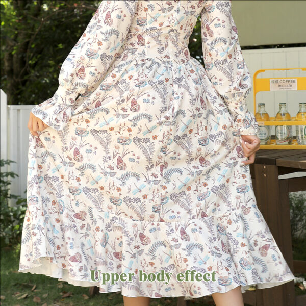 Women's Square Neck Long Sleeved Printed Dress - Image 9