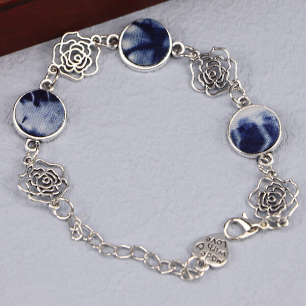 Ethnic Blue Dyed Tie-dye Bracelet Hand-stitched - Image 6