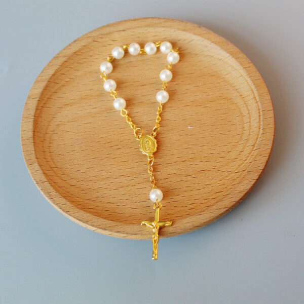 Beads Pearl Cross Full Moon Blessing Bracelet Fashion Jewelry - Image 3
