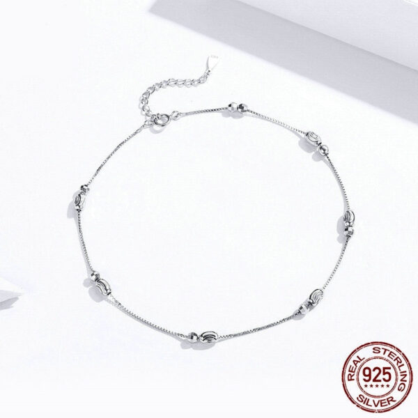 Round Beads 925 Sterling Silver Fashion White Gold Plated Anklet - Image 4