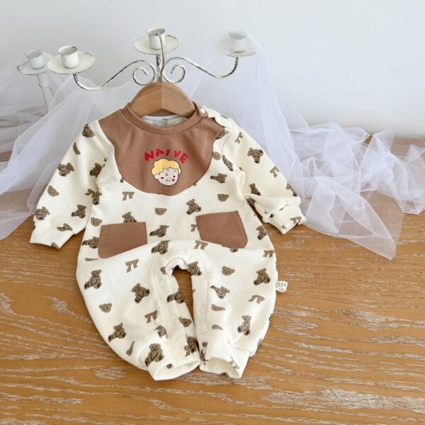 Waffle Bear Cute Pocket Bodysuit - Image 3
