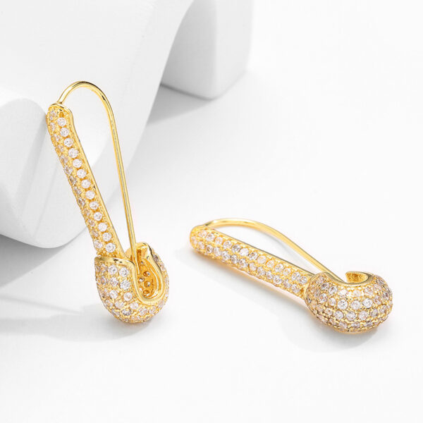 Pin Ear Clip-shaped Vintage Zircon Earrings For Women - Image 5