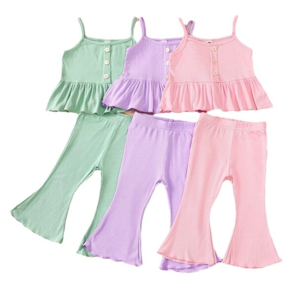 Girls' Tricolor Overall Dress Set - Image 2