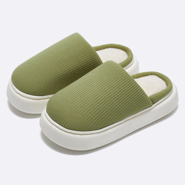 New Simple Pure Color Comfort Knitted Fabric Couple Latex Home Cotton Slippers - Image 5