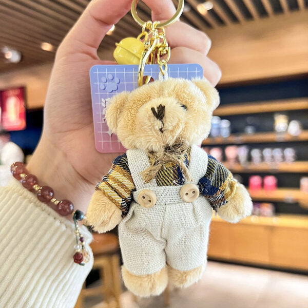 Cartoon Key Button Plush Sackcloth Bear Doll Schoolbag Pendant - Image 2