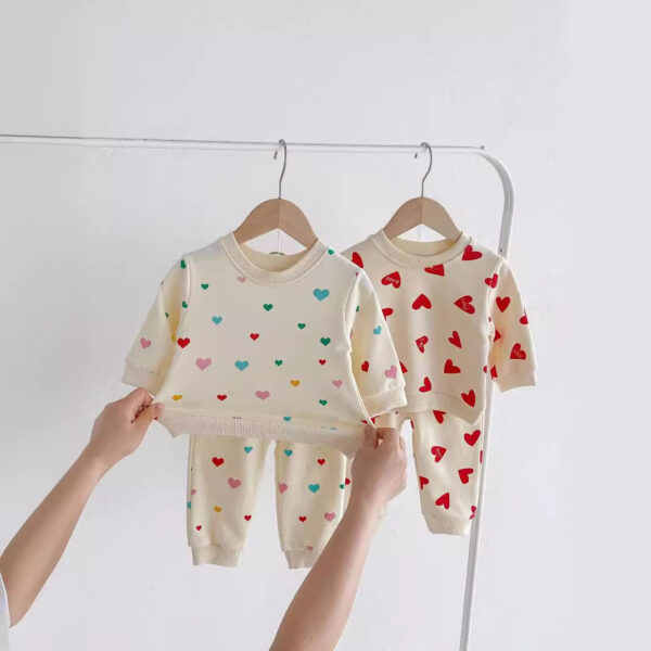 Colored Loving Heart Fashionable Sweater Baby Comfortable Two-piece Suit - Image 6