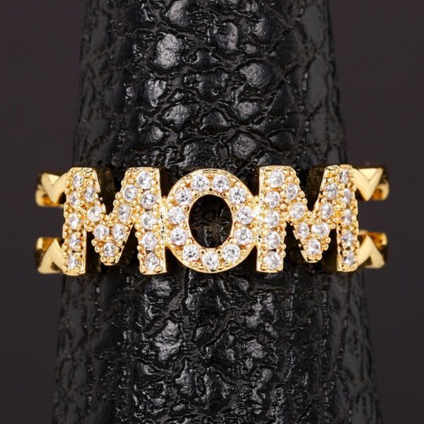 Letter Heart Shape Mother's Day Opening Adjustable Ring - Image 3