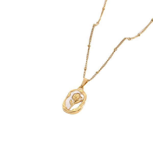 Titanium Steel Flower Pendant Retro Affordable Luxury Rose Necklace For Women - Image 2