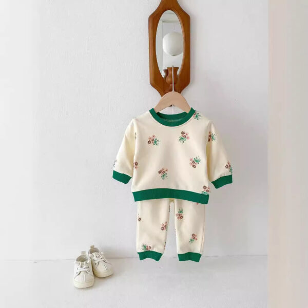 Baby Western Style Small Flower Suit Long Sleeve Pants - Image 4