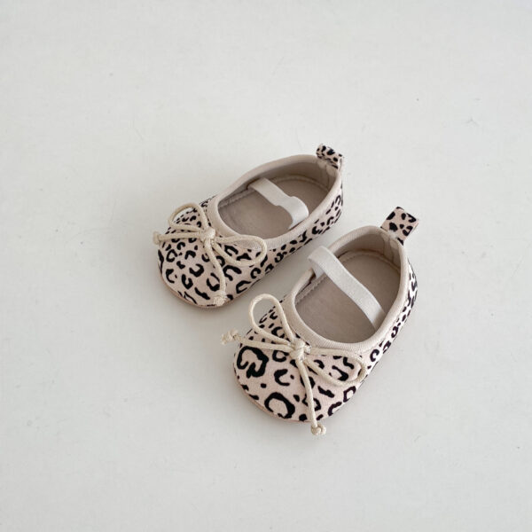 Spring And Autumn Infant Baby Girl Soft Bottom Toddler Shoes Hu Die Knot Leopard Print Round Toe Shoes - Image 3