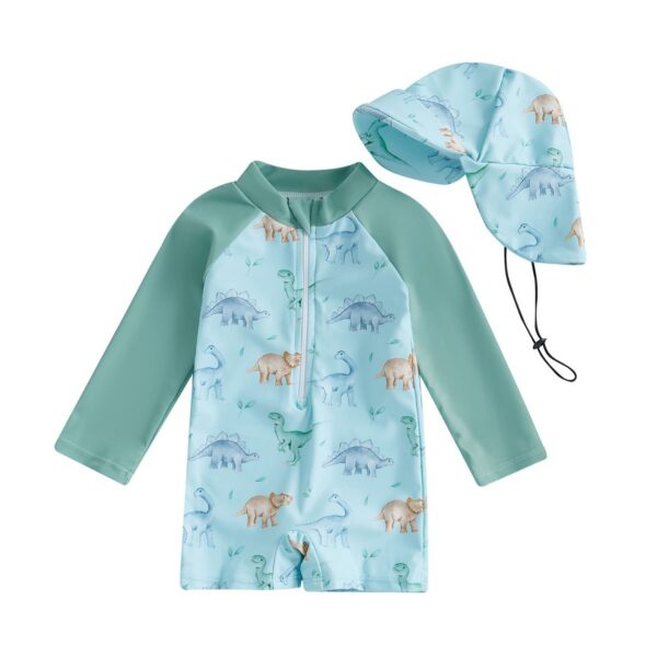 Hat One-piece Long Sleeves Children's Swimsuit - Image 4