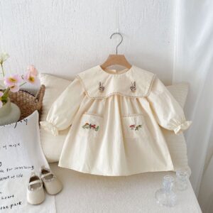 Cartoon Rabbit Embroidery Korean Girls Dress