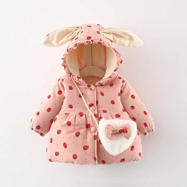 Fruit Printed Fleece-lined Thickened Girls' Cotton-coat Free Bag - Image 6