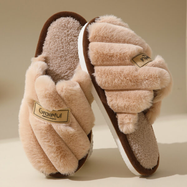 Women's Fur Fall And Winter Outer Wear Non-slip Indoor Platform Home Cotton Slippers - Image 5