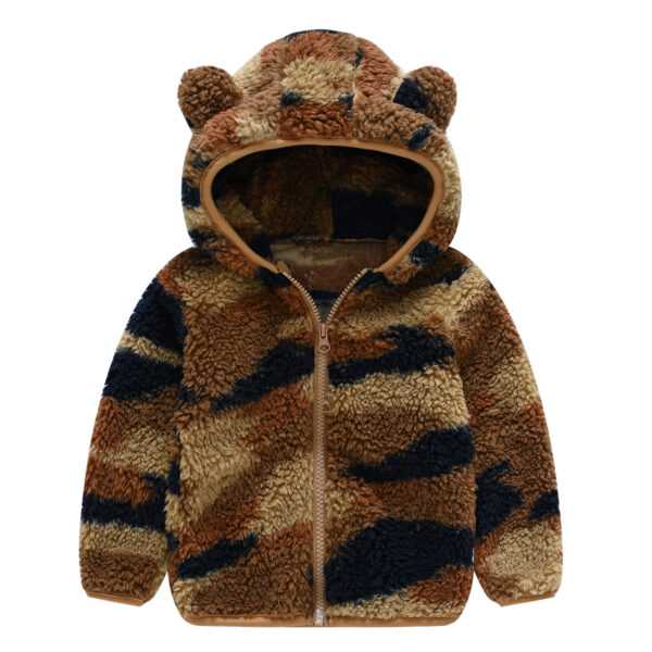 Infant Toddler Bear Ears Solid Color Hoodie Jacket - Image 2
