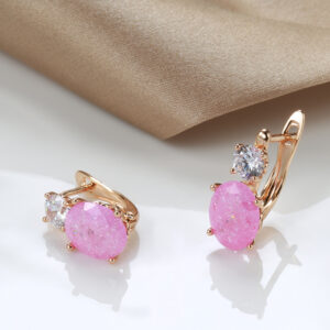 Rose Gold Ear Ring Zircon Sweet Peach