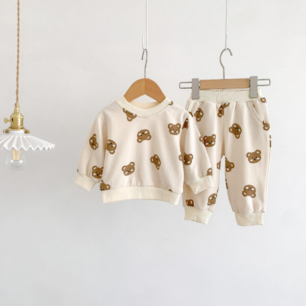 Baby Clothes Suit Cotton Round Neck Bear Cartoon Sweater