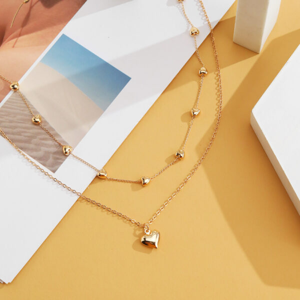 Double-layer Mixed Color Hip Hop Love Necklace - Image 6