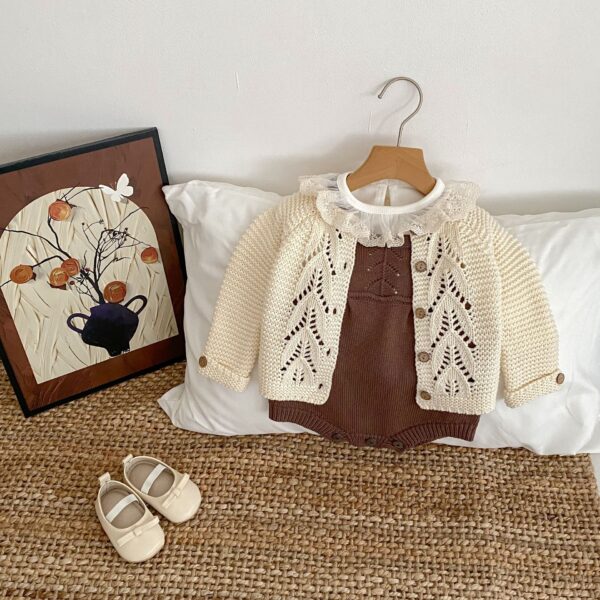 Girls' Spring And Autumn Knitted Romper - Image 3
