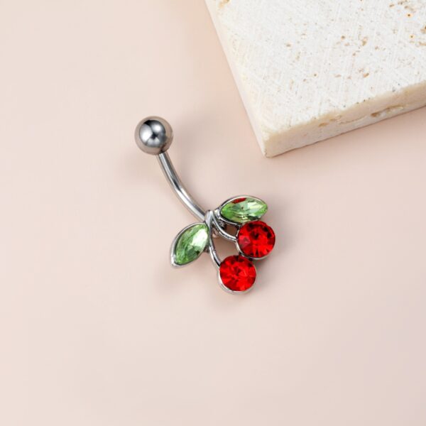 Belly Ring Cherry Zircon Belly Stainless Steel Rod Anti-allergy Human Body Piercing Accessories - Image 7