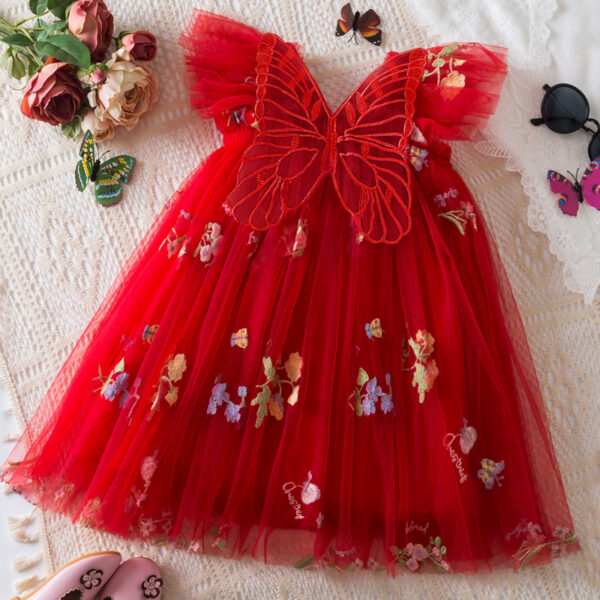 Korean Flower Embroidery Girls' Chiffon Skirt - Image 6
