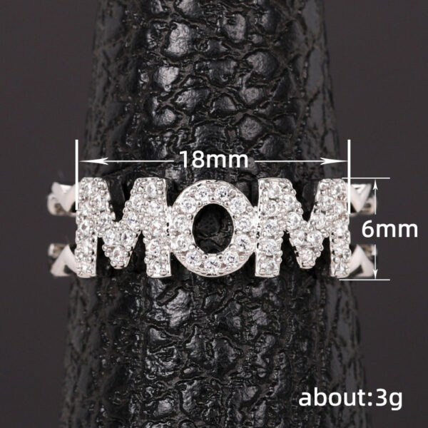 Letter Heart Shape Mother's Day Opening Adjustable Ring - Image 2
