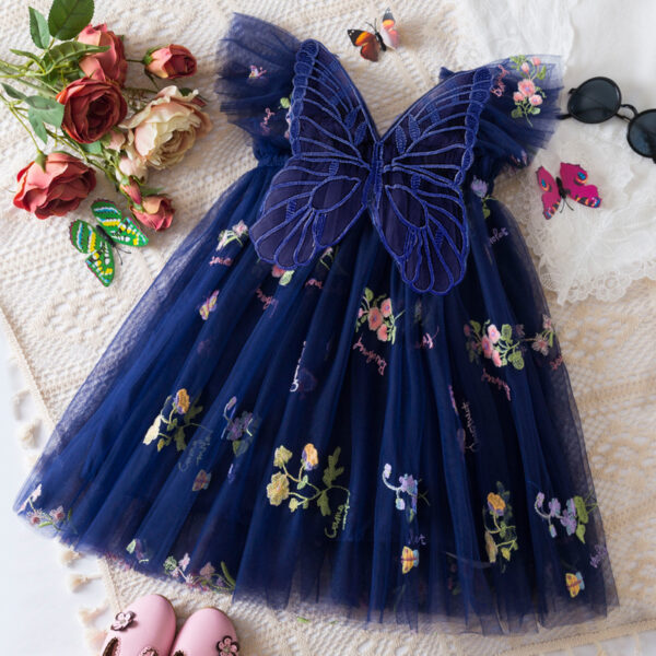 Korean Flower Embroidery Girls' Chiffon Skirt - Image 9