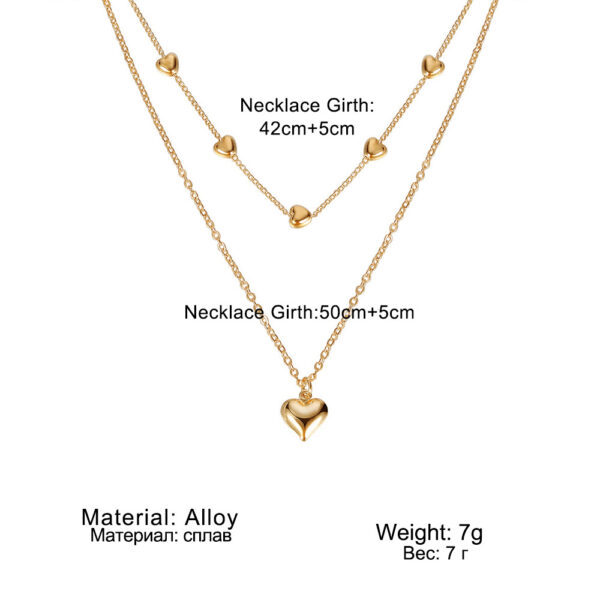 Double-layer Mixed Color Hip Hop Love Necklace - Image 2