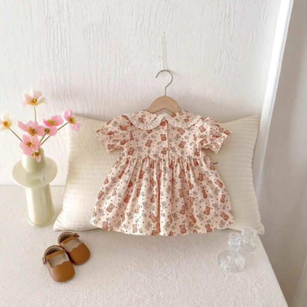Bear Floral Girl's Dress Western Style Leisure Skirt - Image 4