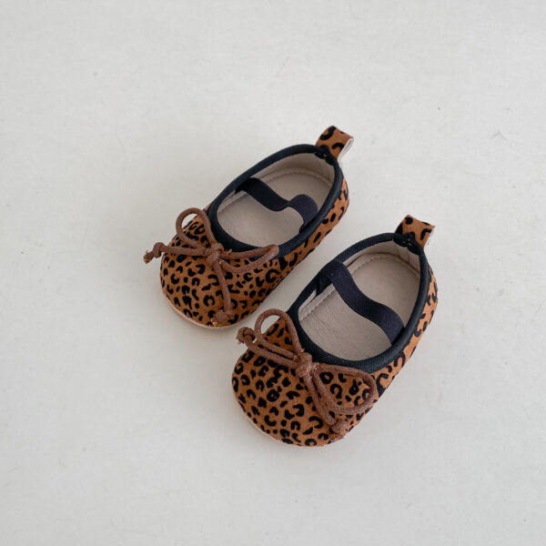 Spring And Autumn Infant Baby Girl Soft Bottom Toddler Shoes Hu Die Knot Leopard Print Round Toe Shoes - Image 4