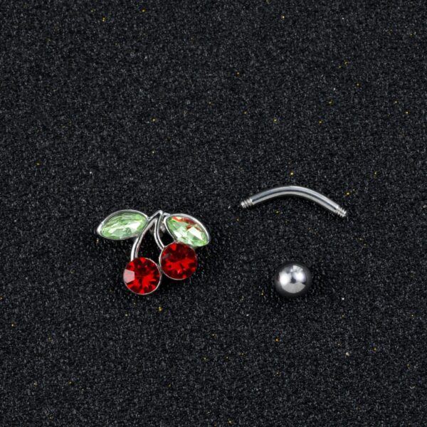 Belly Ring Cherry Zircon Belly Stainless Steel Rod Anti-allergy Human Body Piercing Accessories - Image 4