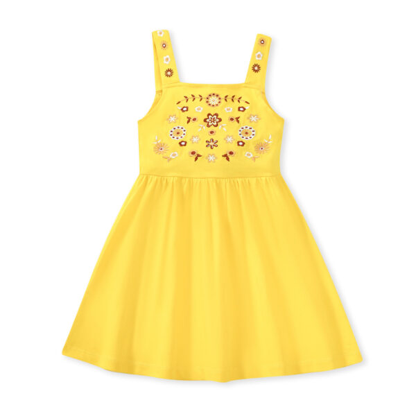 Children's Embroidered Flower Cotton Sleeveless Dress - Image 2