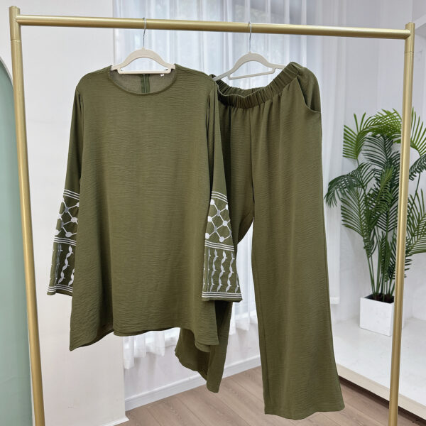 Turkey Embroidered Wide-leg Pants Two-piece Set - Image 5