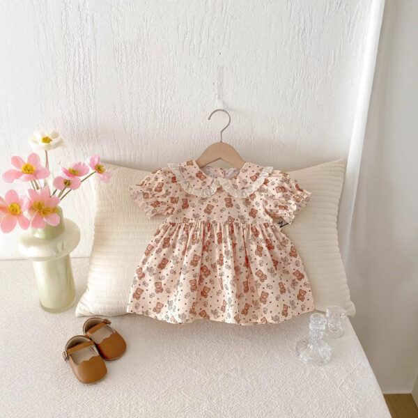 Bear Floral Girl's Dress Western Style Leisure Skirt - Image 2
